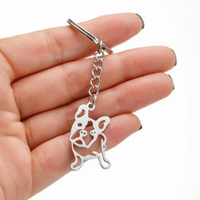Load image into Gallery viewer, Stainless Steel French Bulldog Keychain – Minimalist Dog Lover Gift