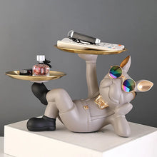 Load image into Gallery viewer, Luxury French Bulldog Tray Statue – Decorative Resin Butler for Keys, Wallets & Jewelry
