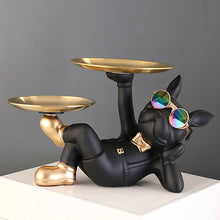 Load image into Gallery viewer, Luxury French Bulldog Tray Statue – Decorative Resin Butler for Keys, Wallets & Jewelry