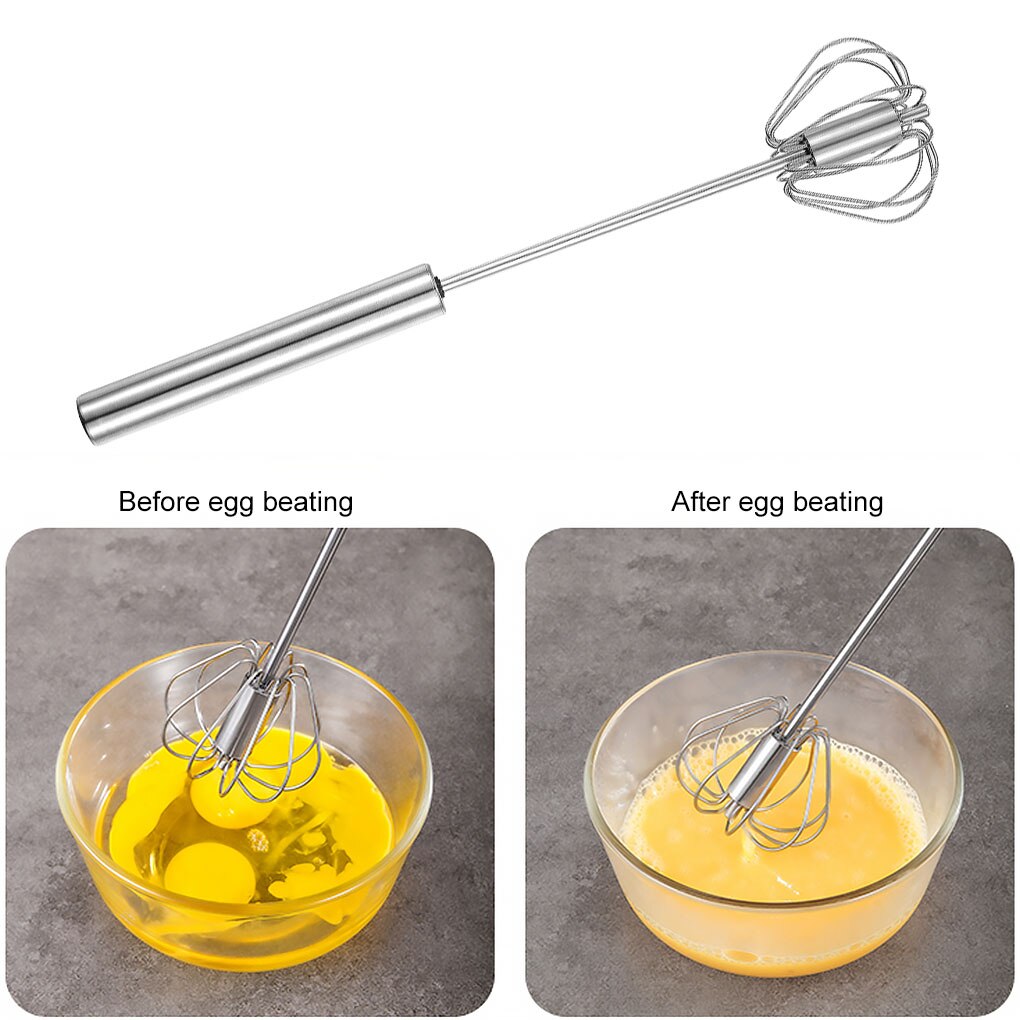 DS. DISTINCTIVE STYLE Semi Automatic Whisk 304 Stainless Steel Hand Push  Spinning Whisk 12 Inch Egg Beater for Blending Eggs, Frothing Milk,  Whipping