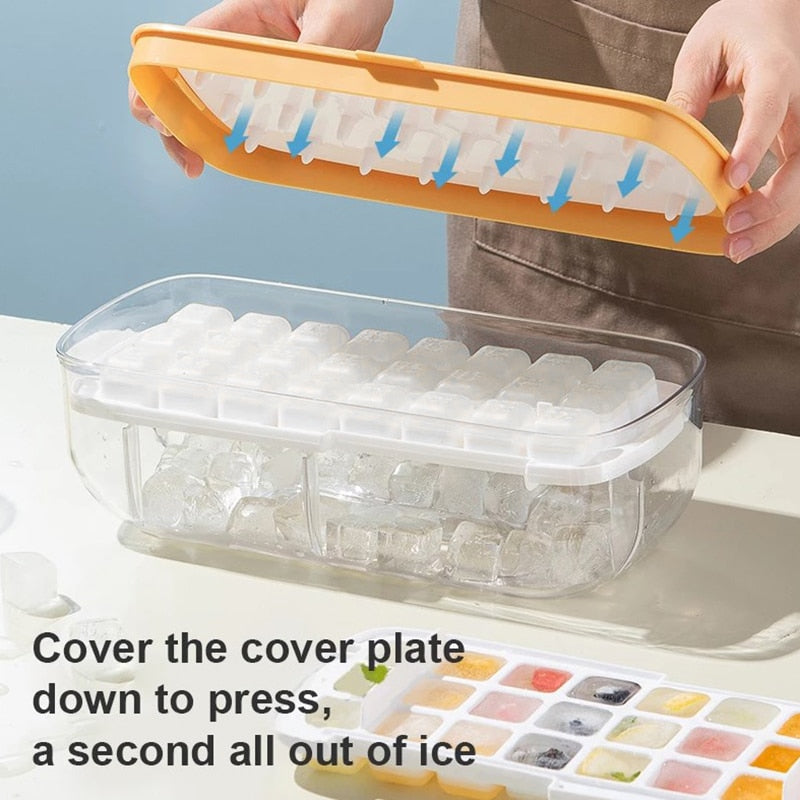 One Button Press Ice Cube Mold Box Plastic, Ice Cube Maker And Storage –  Baldschi